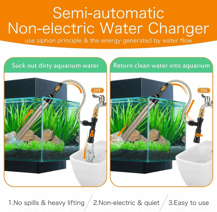 Upgrade Aquarium Water Changer Kit, Semi-Automatic Fish Tank Gravel Cleaner, with 33 FT Water Hose, Flow Control Valve - Image 2