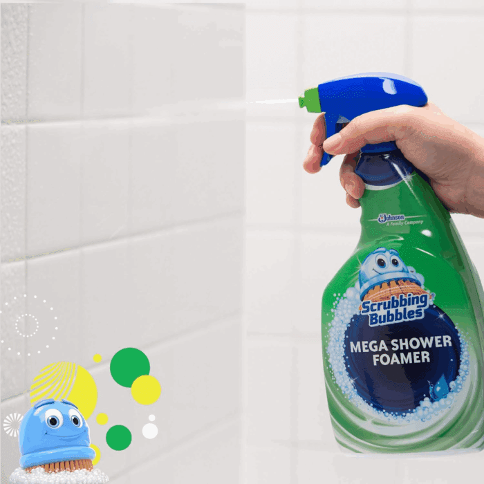Mega Bathroom and Shower Cleaner Spray, Foaming Action Removes Limescale and Soap Scum, Rainshower Scent, 32Oz - Image 6