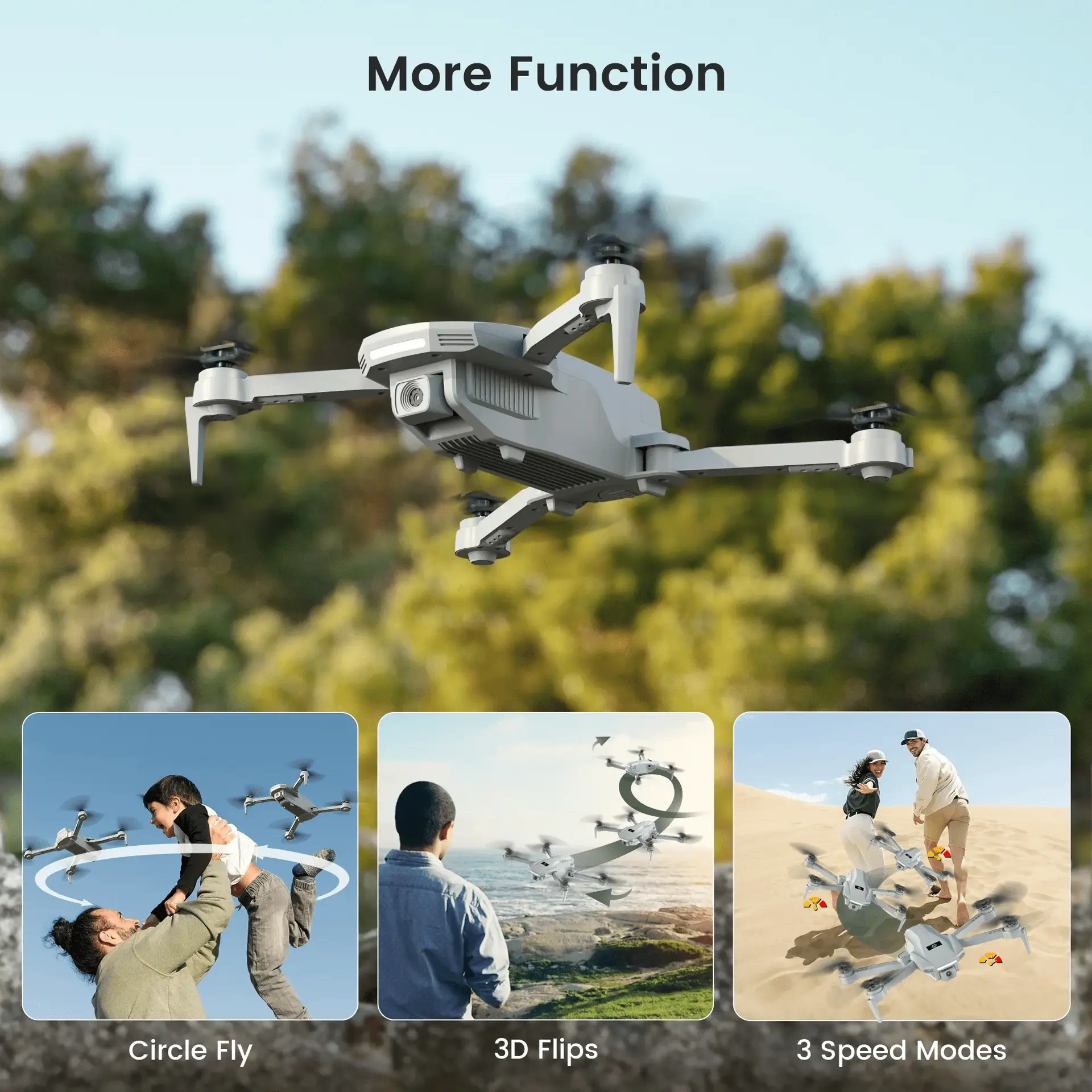 HS130 Drone with 1080P HD Camera for Adults and Kids, Altitude Hold, 2 Batteries, Gray - Image 2
