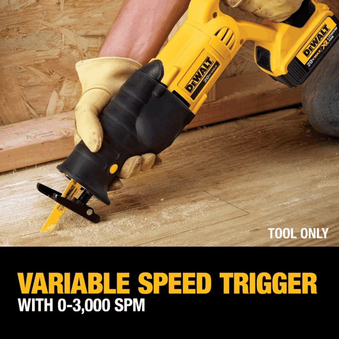 20V MAX Reciprocating Saw, 3,000 Strokes per Minute, Variable Speed Trigger, Bare Tool Only (DCS380B) - Image 5