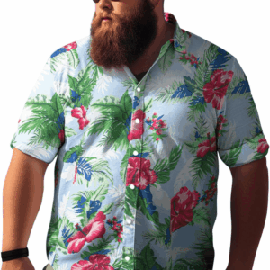 Big and Tall Men'S Hawaiian Shirt - Short Sleeve, Tropical Floral Button down Casual Summer Beach Shirt