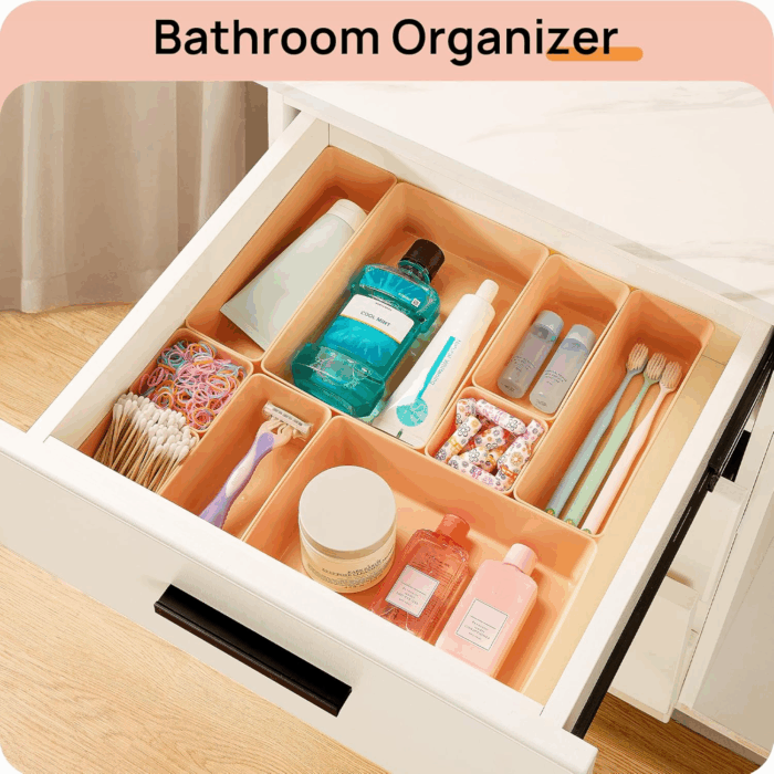 25 PCS Plastic Drawer Organizers Set, 4-Size Versatile Bathroom and Vanity Drawer Organizer Trays, Storage Bins for Makeup, Bedroom, Kitchen Gadgets Utensils and Office - Image 5