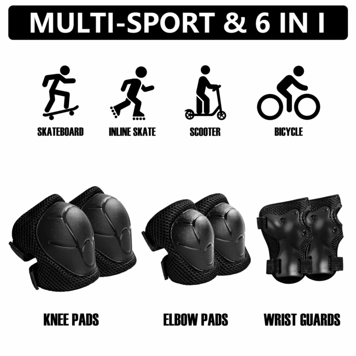 Kids Protective Gear Set - Knee Pads, Elbow Pads, and Wrist Guards for Skating, Cycling, Rollerblading, Scooter - Toddler to Teen Size (3-10 Years) - Image 4