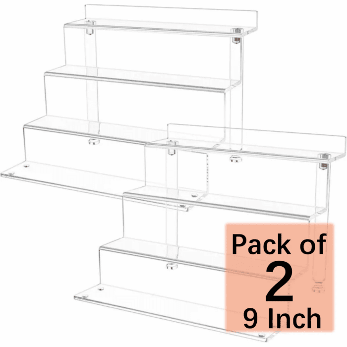 2 Pack 9 Inch Acrylic Risers Display Stands, 4 Tier Perfume Organizer Display Shelf & Versatile Cupcake Stand Holder, Display Risers for Figures, Dessert Shelves for Party Decoration Organizer