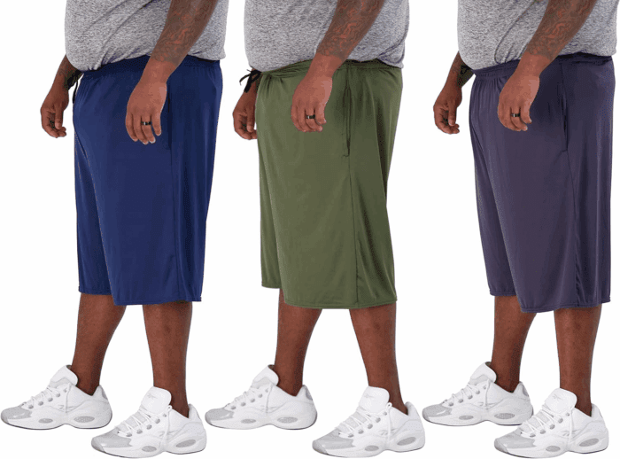 Men'S Big & Tall 3-Pack Dry Fit & Mesh Active Athletic Perfomance Shorts (3X-5X)