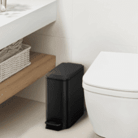 Small Bathroom Trash Can with Lid Soft Close, Step Pedal, 6 Liter / 1.6 Gallon Stainless Steel Garbage Can with Removable Inner Bucket, Anti-Fingerprint Finish (Matt Black) - Image 2
