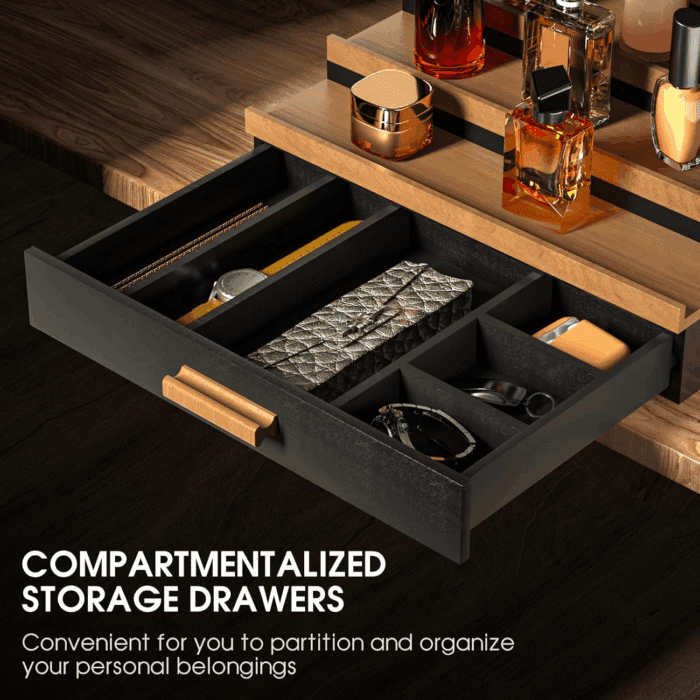 Cologne Organizer for Men 4 Tier of Elevated Cologne Display Shelf with Drawer Storage Perfume Organization and Storage Display Risers,Great Gift for Man(4Tier-Blackwalnut) - Image 2