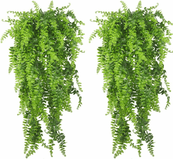 Reptile Plants Hanging Fake Vines Boston Climbing Terrarium Plant with Suction Cup for Bearded Dragons Lizards Geckos Snake Pets Hermit Crab and Tank Habitat Decorations (2 Pack)