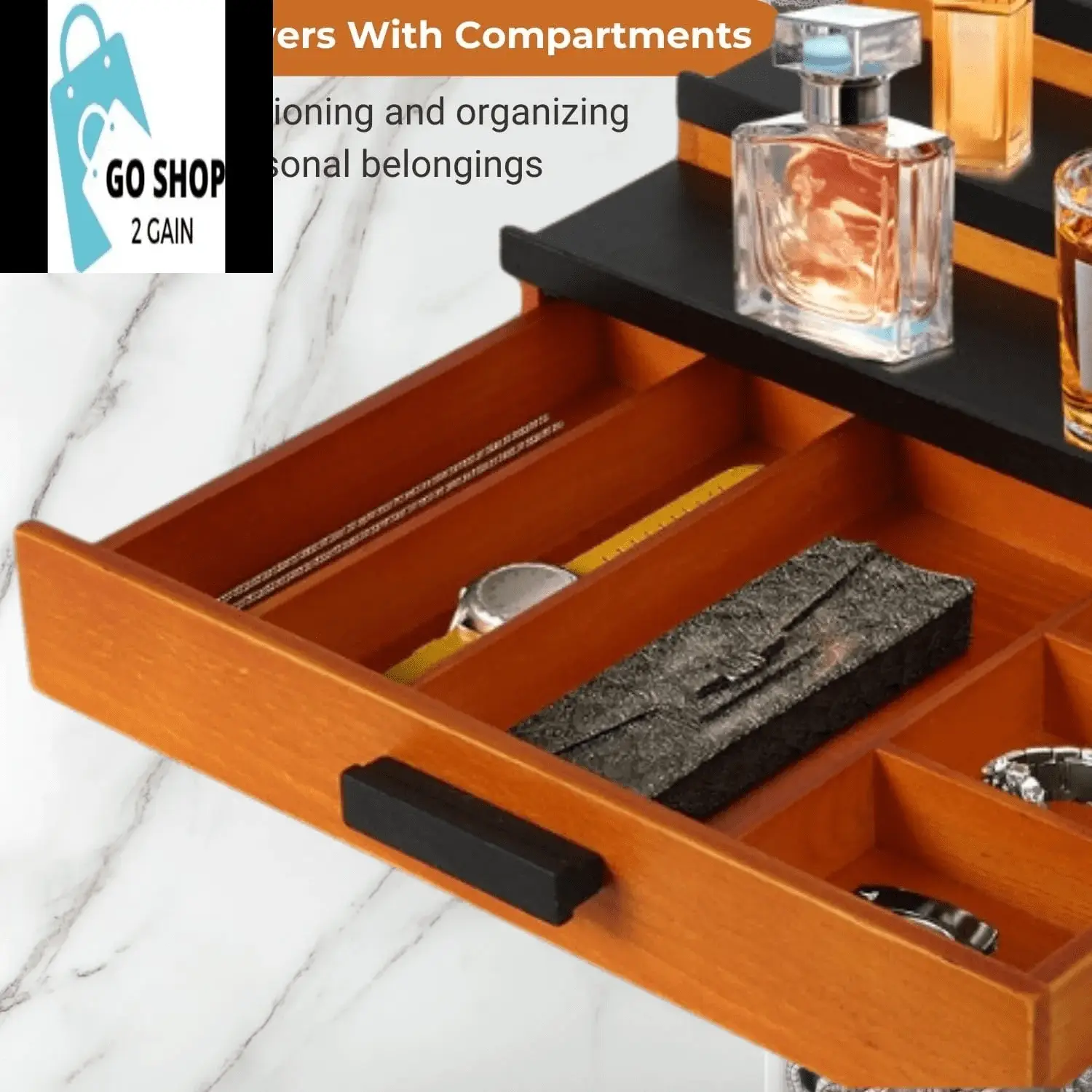 Cologne Organizer for Men, 3 Tier of Elevated Cologne Stand for Men with Drawer Storage, Fragrance Organizer Storage Display Risers,Fragrance Stand for Men, Cologne Shelf Display, Great Gift for Men - Image 2