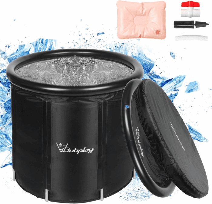 XL Ice Bath Tub for Athletes & Adults - 105 Gallons Ice Tub, Cold Plunge Tub with Cover for Indoor Outdoor, Ice Plunge Tub for Recovery & Cold Water Therapy - Black