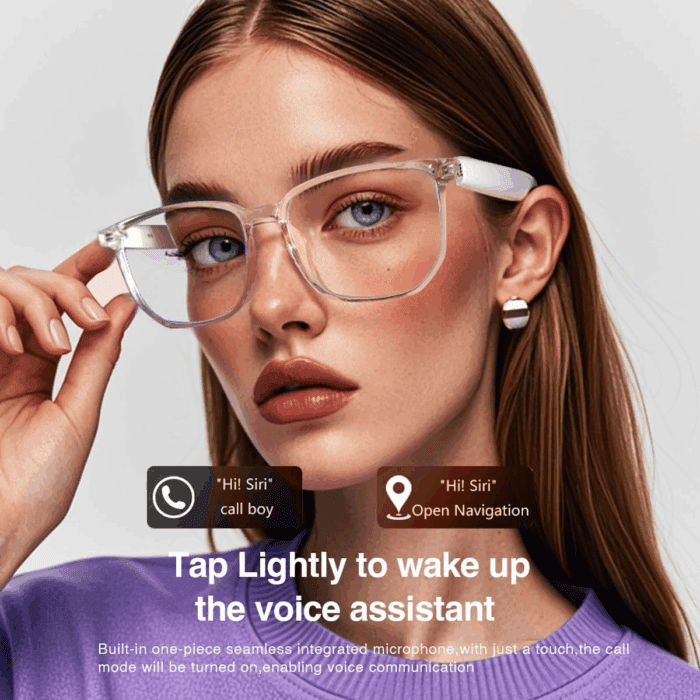 Bluetooth Anti-Blue Light Glasses, Smart Bluetooth Glasses for Women,Voice Control,Open Ear Style, Listen Music and Calls (Lear Lens with Pink Frame1) - Image 5