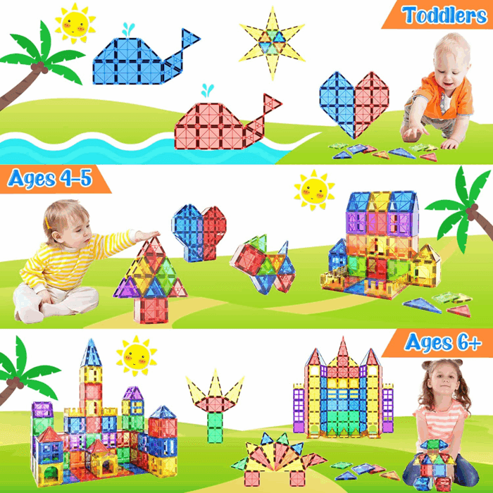Magnetic Tiles Kids Toys STEM Magnet Toy for Toddler Magnetic Blocks Building Preschool Learning Sensory Montessori Toys for 3+ Year Old Boys and Girls, Safe Creativity Toddler Kids Toy 40PCS - Image 3