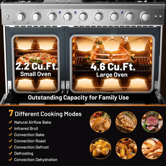 48 Inches Freestanding Natural Gas Range with 7 Burners Cooktop, Gas Cooktop for Kitchen, Stainless Steel - Image 6