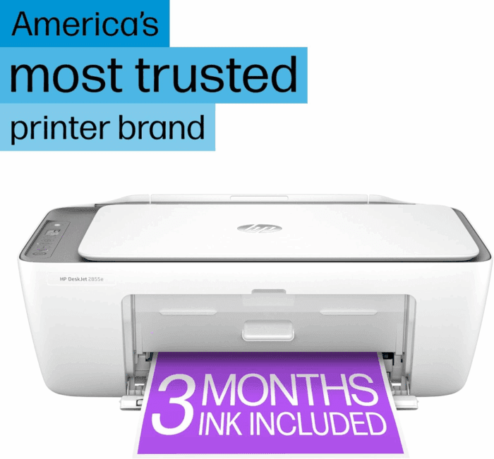 Deskjet 2855E Wireless All-In-One Color Inkjet Printer, Scanner, Copier, Best-For-Home, 3 Months of Instant Ink Included (588S5A) - Image 3