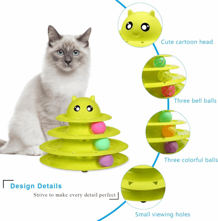 Cat Toy Roller 3-Level Turntable Cat Toy Balls with Six Colorful Balls Interactive Kitten Fun Mental Physical Exercise Puzzle Toys. - Image 4
