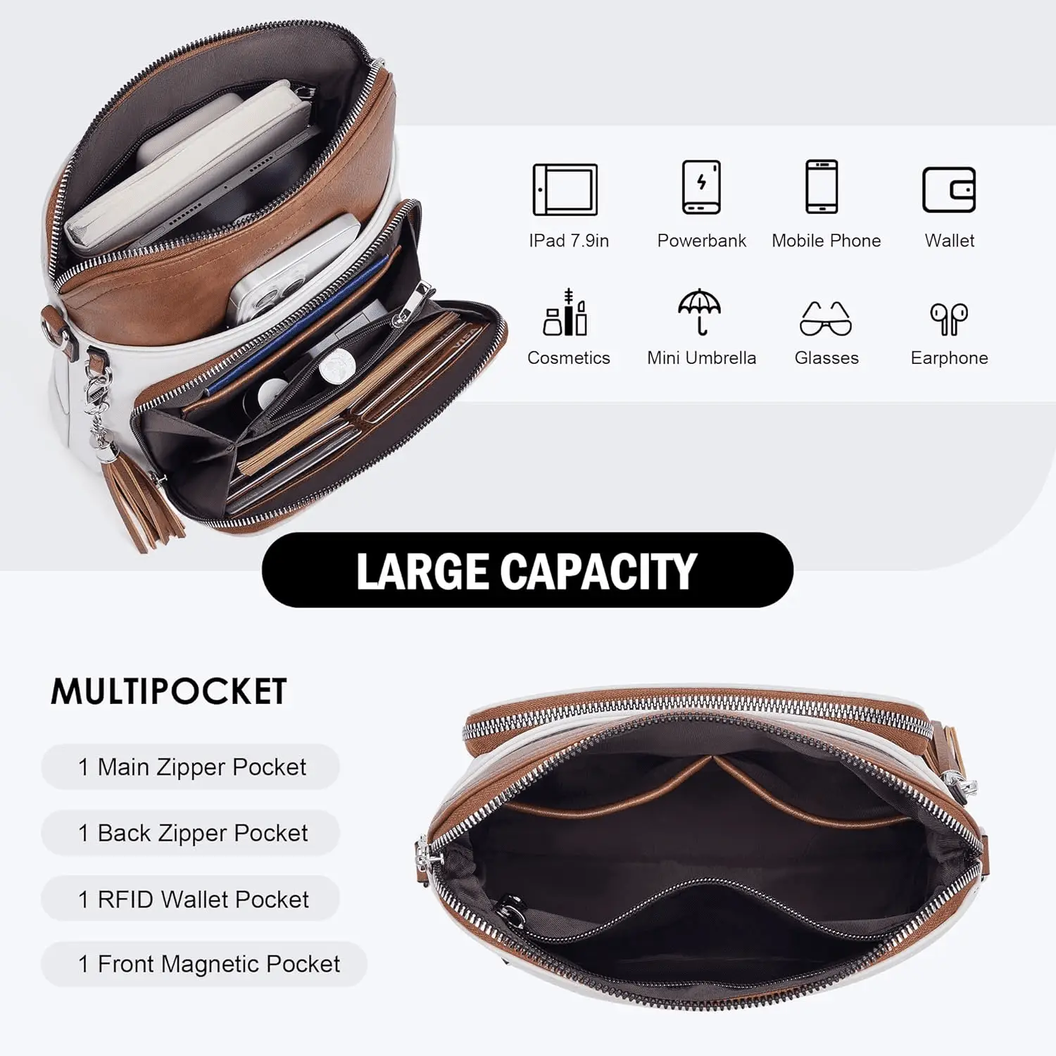 Crossbody Purse for Women,Lightweight Medium Crossbody Bag Soft Leather Women'S Shoulder Handbags with Tassel - Image 5