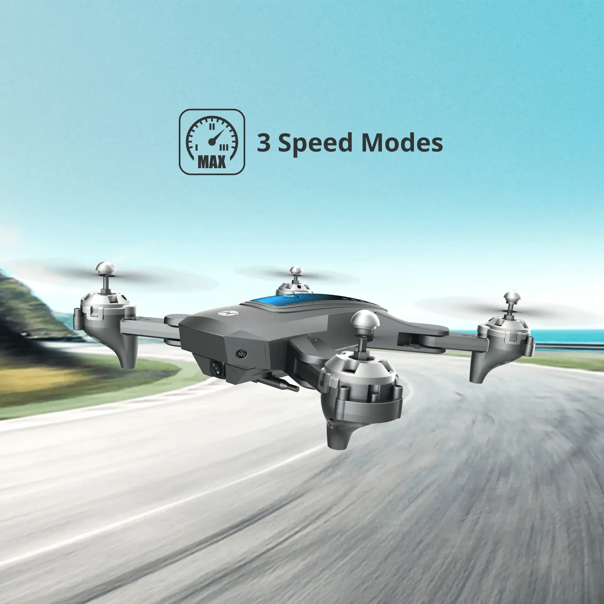D10 Drone with 1080P Camera, Gravity Control, Altitude Hold, Carrying Case, 2 Batteries, Gray - Image 7