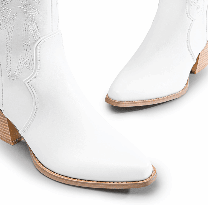 Womens Cowboy Boots Wide Calf Comfortable Pull on Zipper Chunky Heel Pointed Toe Embroidered Western Cowgirl Knee High Boots Girls Ladies Retro Tall Boot - Image 3