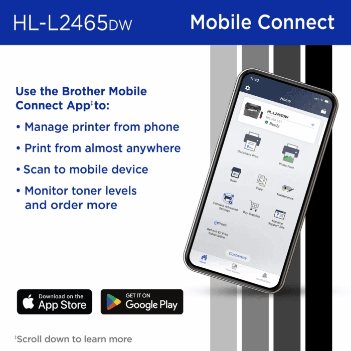 Wireless HL-L2465DW Compact Monochrome Multi-Function Laser Printer with Print, Copy and Scan, Duplex and Mobile Printing - Image 7