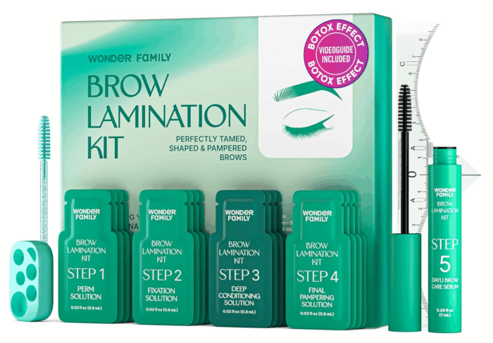 5 Step Eye Brow Lamination Kit - Eyebrow Kit for Women with Brow Lamination Gel & Brow Brushes - Advanced Eye Brow Stencil Kits for Beauty Care - at Home Eyebrow Lamination Kit