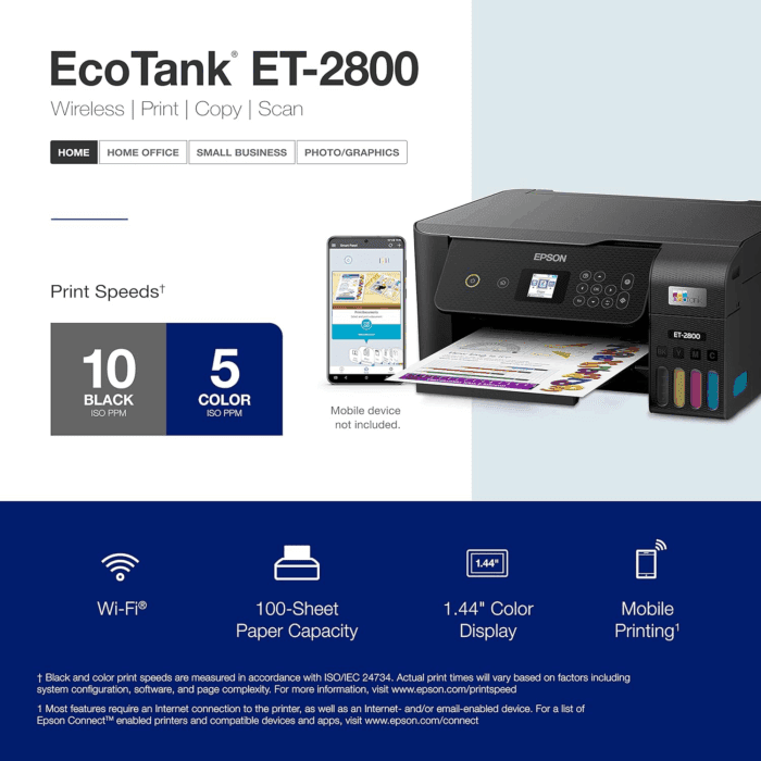Ecotank ET-2800 Wireless Color All-In-One Cartridge-Free Supertank Printer with Scan and Copy Â€“ the Ideal Basic Home Printer - Black, Medium - Image 4