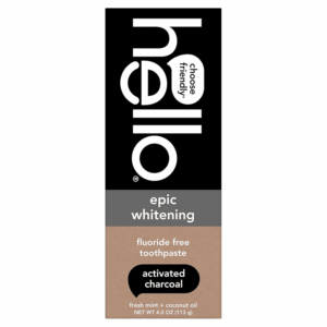 Epic Whitening Charcoal Fluoride Free Toothpaste, Activated Charcoal Toothpaste with Coconut Oil, Whitens Teeth Naturally, SLS Free, Fresh Mint, 4.0 Oz Tube
