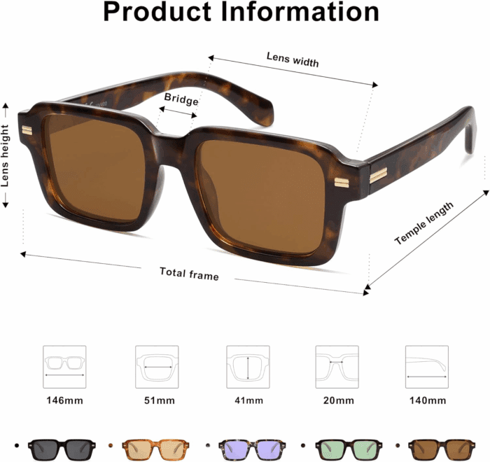 Retro Square Polarized Sunglasses for Women Men, 70S 80S Classic Vintage Rectangle Shades SJ2345 - Image 4