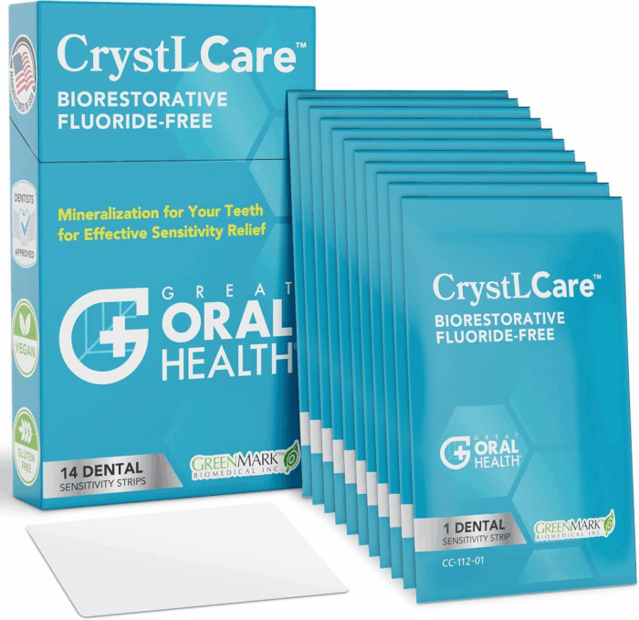 Crystlcare Tooth Sensitivity Treatment for Rapid and Long Lasting Relief for Adults & Kids – Sensitive Teeth Dental Strips for Hydroxyapatite Enamel Remineralization & Tooth Enamel Repair (14 Count)