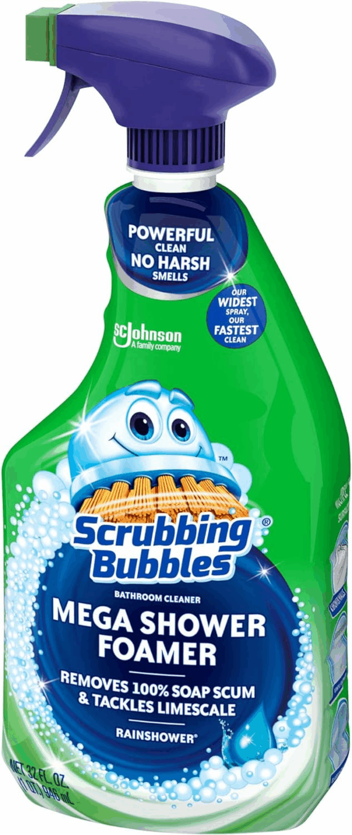 Mega Bathroom and Shower Cleaner Spray, Foaming Action Removes Limescale and Soap Scum, Rainshower Scent, 32Oz - Image 7