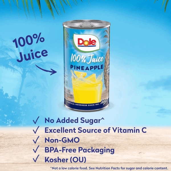 All Natural 100% Pineapple Juice Can, 6 Fl Oz (6 Count) - Image 4