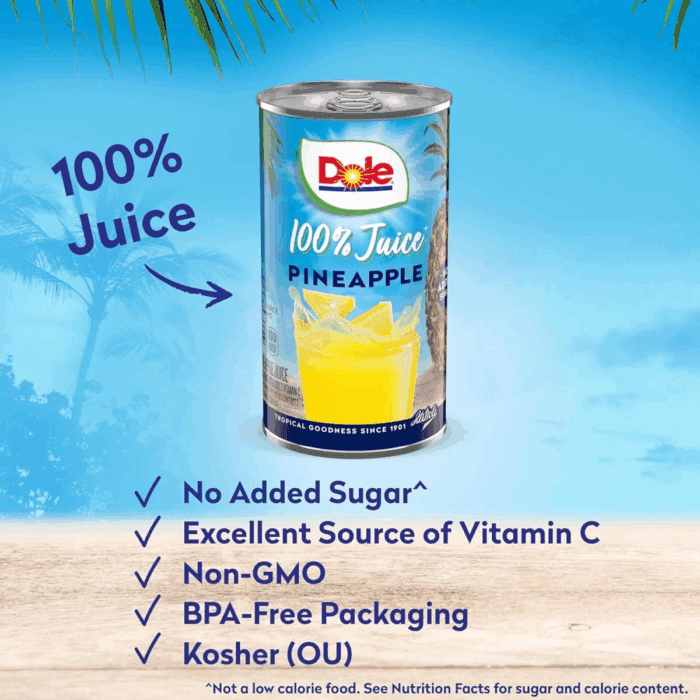 All Natural 100% Pineapple Juice Can, 6 Fl Oz (6 Count) - Image 4