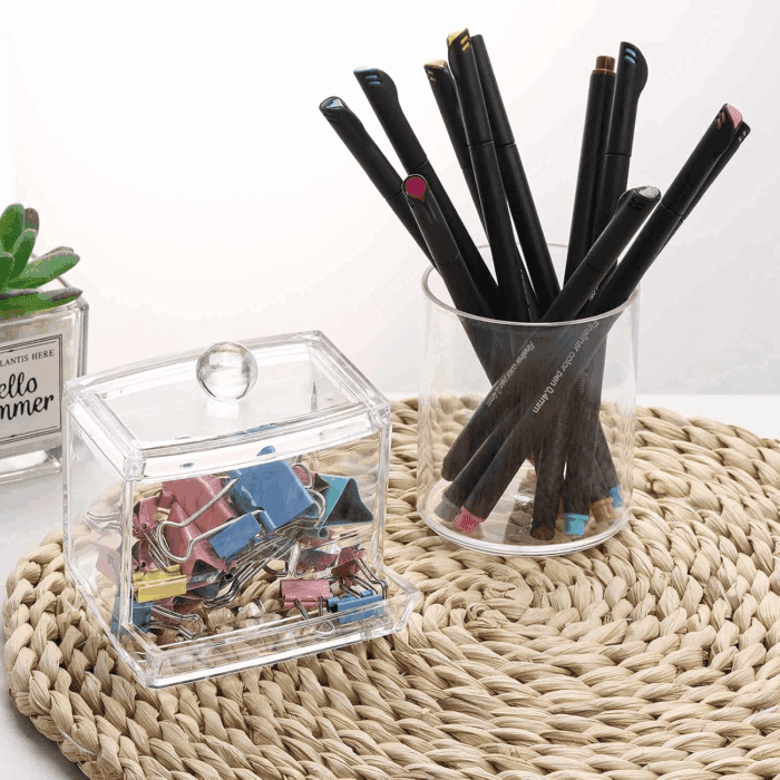 Plastic Qtips Holder Bathroom Container, 10/7 OZ Cotton Ball/Swabs Dispenser, Apothecary Jar Organizer for Storage 3 Pcs - Image 6