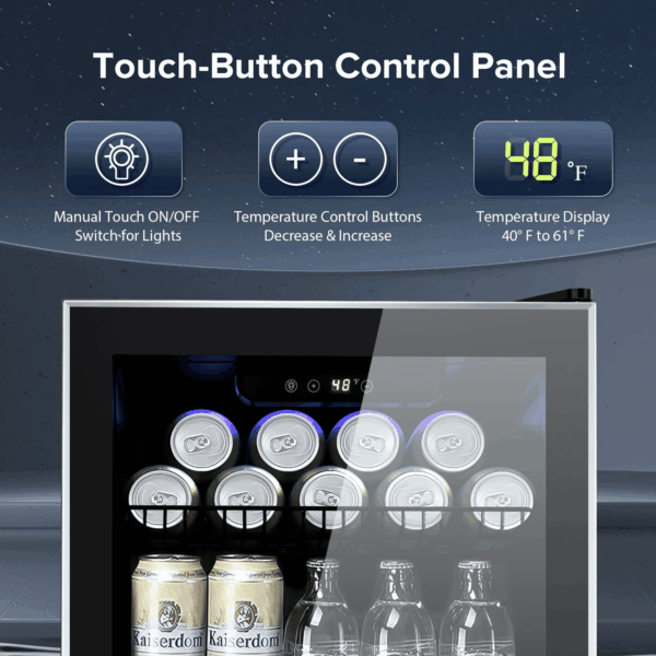 126 Can Beverage Refrigerator and Cooler with Glass Door for Home/Office/Bar-Black - Image 2