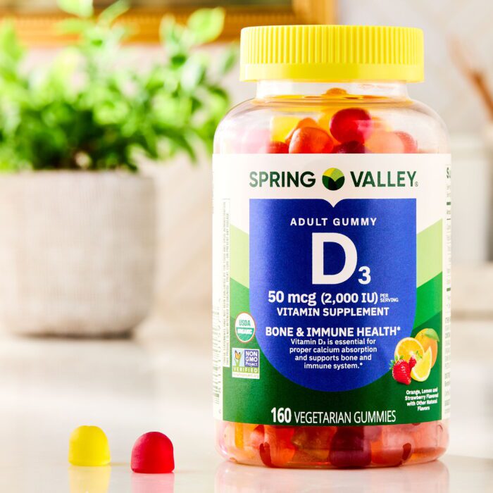 Adult Vitamin D3 Gummies for Bone and Immune Health, 50Mcg, Assorted Fruit, 160 Count - Image 4