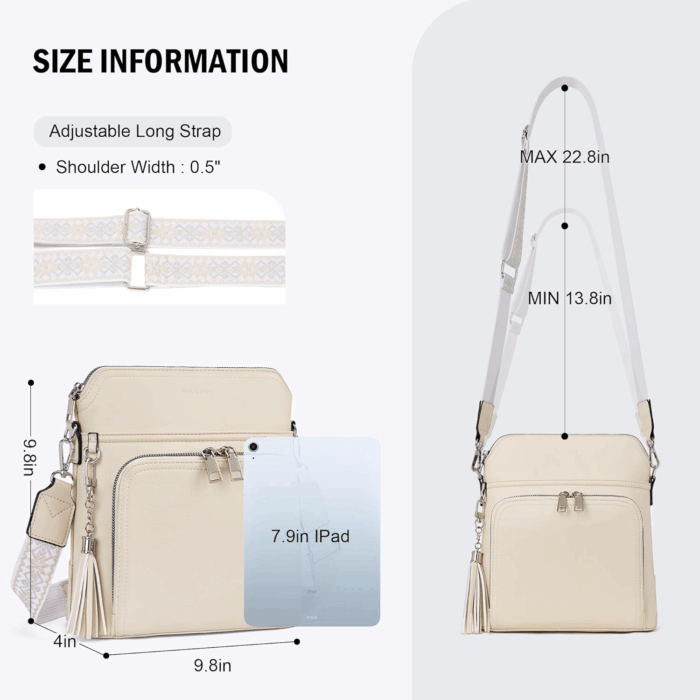 Crossbody Purse for Women,Lightweight Medium Crossbody Bag Soft Leather Women'S Shoulder Handbags with Tassel - Image 6