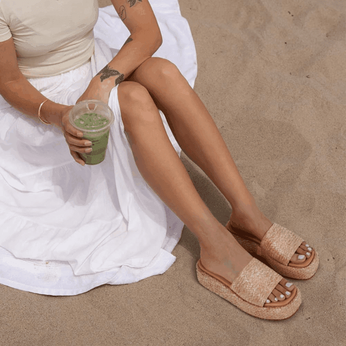 Platform Slip on Espadrille Sandals for Women Wedges Slides Bohemia Sandals Flatform Open Toe Beach Sandals - Image 4