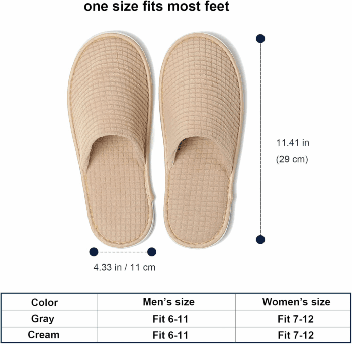 SPA Guest Slippers, 6/12 Pairs Reusable Washable Unisex Spa Slippers for Hotel Bedroom Wedding Party Travel - Image 6