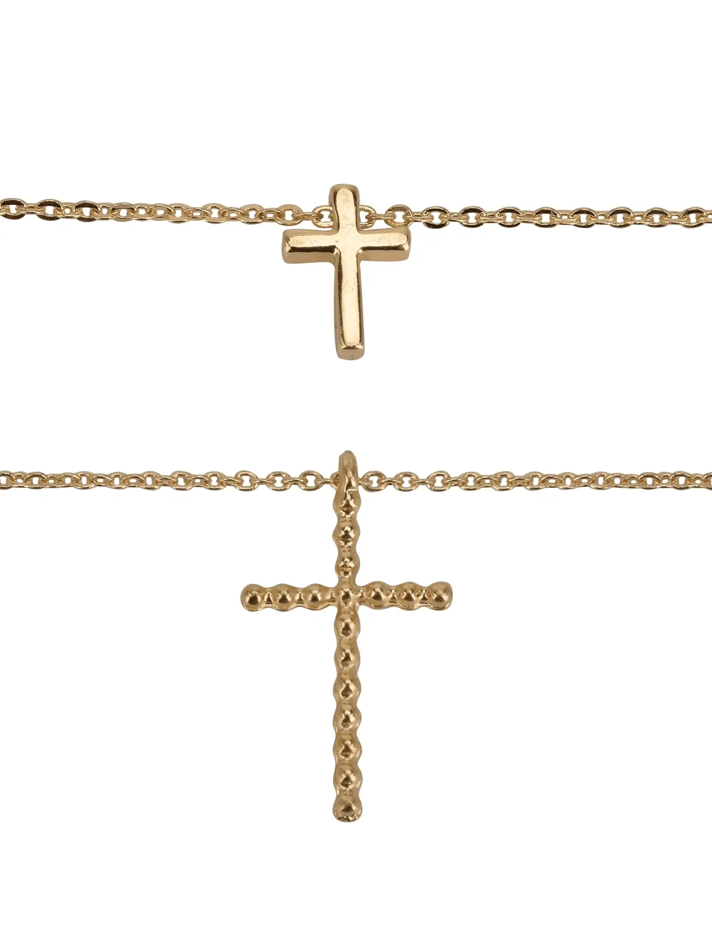 Adult Women'S Gold Tone Cross 2 Row Metal Pendant Necklace - Image 3