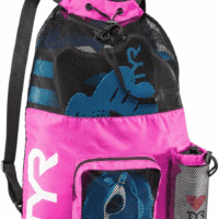 Big Mesh Mummy Backpack for Wet Swimming, Gym, and Workout Gear, Blue/Yellow - Image 5