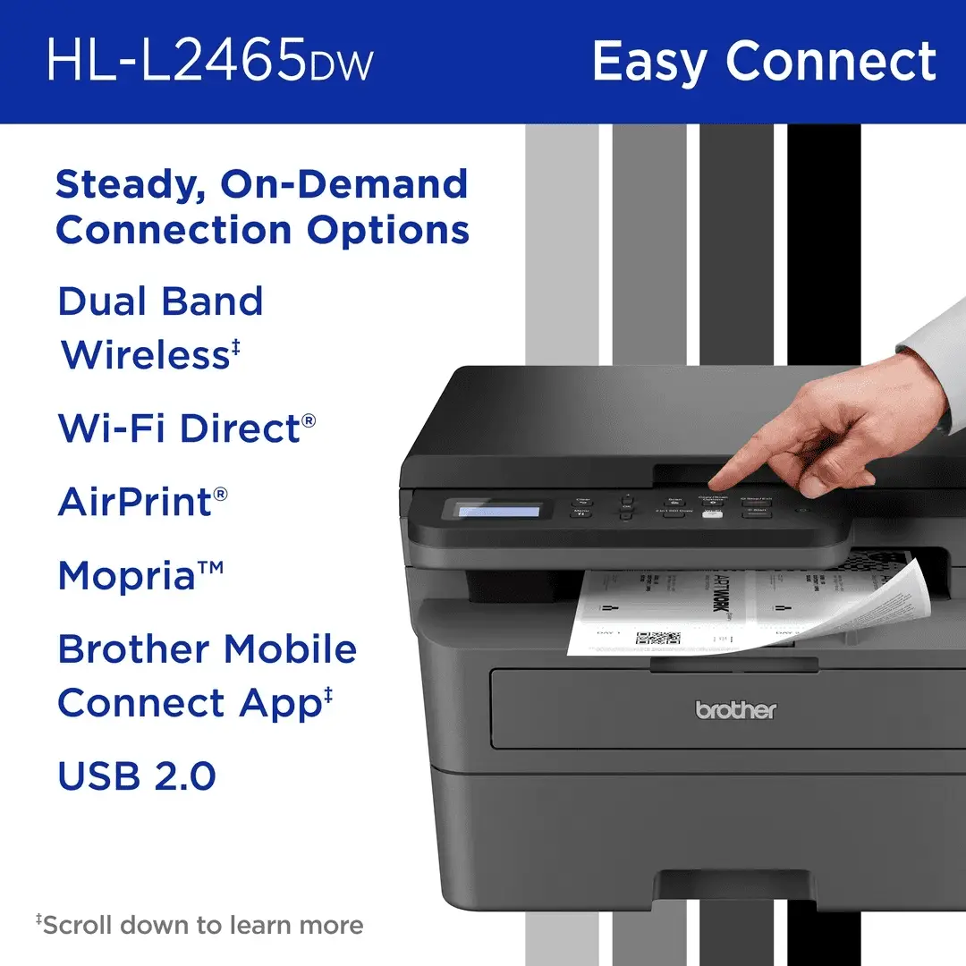 Wireless HL-L2465DW Compact Monochrome Multi-Function Laser Printer with Print, Copy and Scan, Duplex and Mobile Printing - Image 8