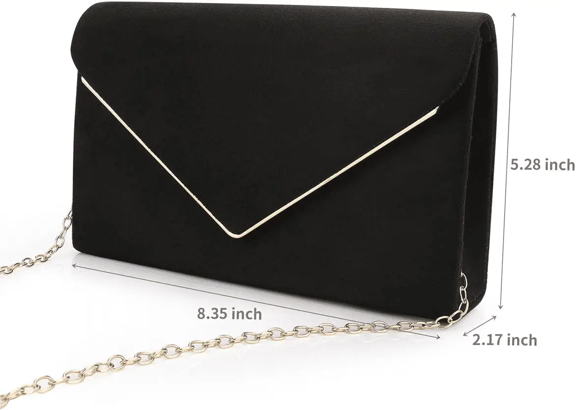 Clutch Purse for Women Evening Bags Handbags for Wedding Party Cocktail Prom Faux Suede Crossbody Shoulder Bag - Image 4