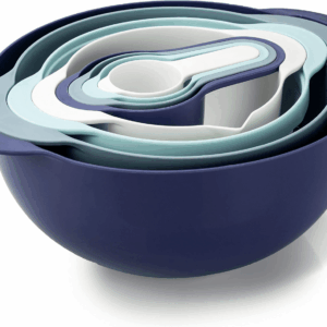 8Pc Nesting Bowl Set, Teal - Includes 2 Mixing Bowls, Colander, Sifter, 4 Measuring Cups, Polypropylene, Dishwasher Safe, BPA Free
