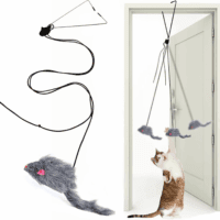 Interactive Cat Feather Toys,Retractable Teaser Toy ，Hanging Interactive Toys for Indoor Cats Kitten Play Chase Exercise, Kitten Mental Exercise Toys (1 Pack)