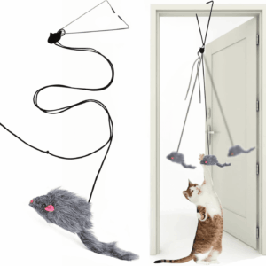 Interactive Cat Feather Toys,Retractable Teaser Toy ，Hanging Interactive Toys for Indoor Cats Kitten Play Chase Exercise, Kitten Mental Exercise Toys (1 Pack)