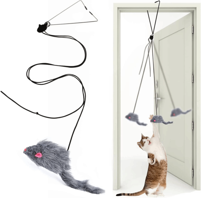 Interactive Cat Feather Toys,Retractable Teaser Toy ，Hanging Interactive Toys for Indoor Cats Kitten Play Chase Exercise, Kitten Mental Exercise Toys (1 Pack)