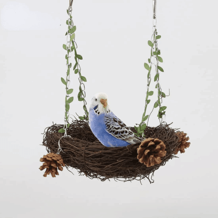 Natural Rattan Nest Small Medium Large Bird Swing for Parrot Parakeet Cockatiel Conure Cockatoo Macaw Amazon African Grey Lovebird Finch Canary Budgie Cage Perch Toy (Small) - Image 3