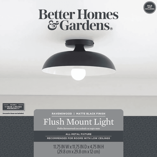 Contemporary 1-Light Flush Mount, Matte Black Finish, White Inner Shade - Image 7