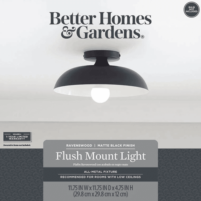 Contemporary 1-Light Flush Mount, Matte Black Finish, White Inner Shade - Image 7