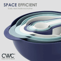 8Pc Nesting Bowl Set, Teal - Includes 2 Mixing Bowls, Colander, Sifter, 4 Measuring Cups, Polypropylene, Dishwasher Safe, BPA Free - Image 3