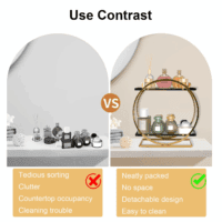 2 Tier Anti-Slip & Anti-Sway Perfume Organizer for Dresser, Solid Carbon Steel Perfume Stand with Silicone Anti-Slip Strips, Multifunction Perfume Display for Lotion, Cosmetic, Skincare, Gold - Image 5
